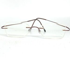 Silhouette Rimless Eyeglasses Frame Men Brown‎ Metal Temples Lightweight